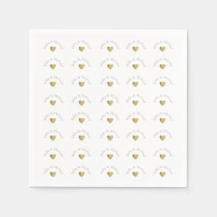 Serviette En Papier élégant, clair et simple monogramme d'amour, blanc