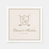 Serviette En Papier Élégant Classic Crest Monogram Mariage de golf (Devant)