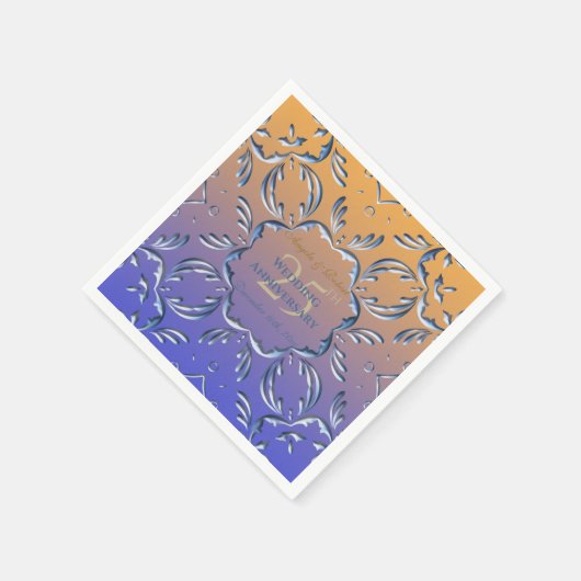 Serviette En Papier Élégant Classic Fancy 25e anniversaire de Mariage (Coin)