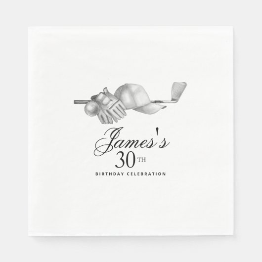 Serviette En Papier Elégant Classic Golf 30e Anniversaire Fête Personn (Devant)