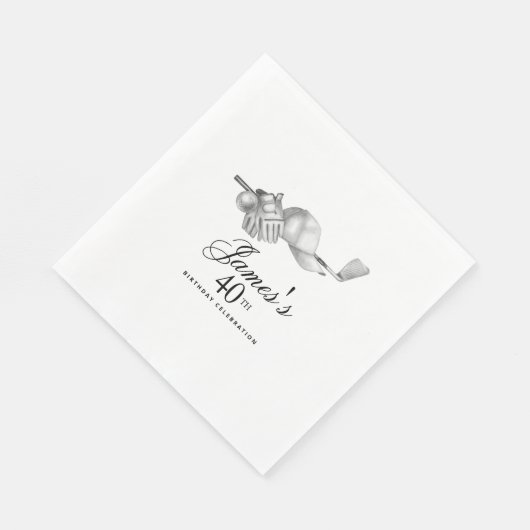 Serviette En Papier Elégant Classic Golf 40th Birthday Party Custom (Coin)
