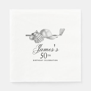 Serviette En Papier Elégant Classic Golf 50e Anniversaire Fête Personn