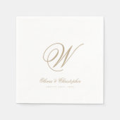 Serviette En Papier Elegant Classic Nom Mariage initial (Devant)