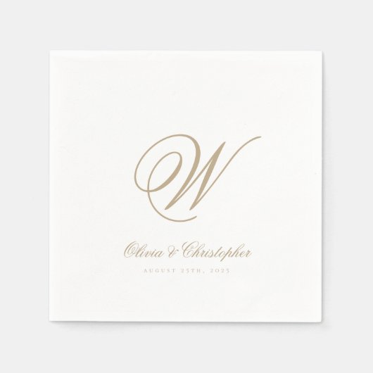 Serviette En Papier Elegant Classic Nom Mariage initial (Devant)