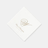 Serviette En Papier Elegant Classic Nom Mariage initial (Coin)