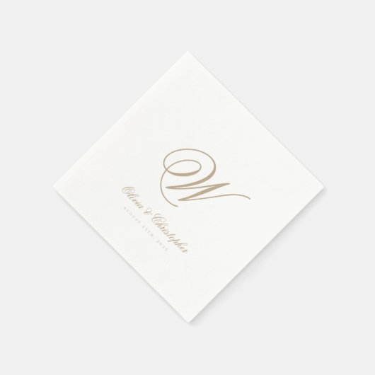 Serviette En Papier Elegant Classic Nom Mariage initial (Coin)