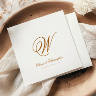 Serviette En Papier Elegant Classic Nom Mariage initial