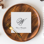 Serviette En Papier Elegant Classic Nom Mariage initial