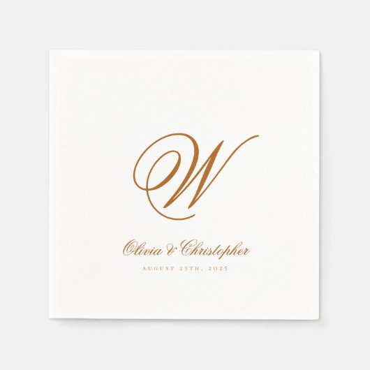 Serviette En Papier Elegant Classic Nom Mariage initial (Devant)