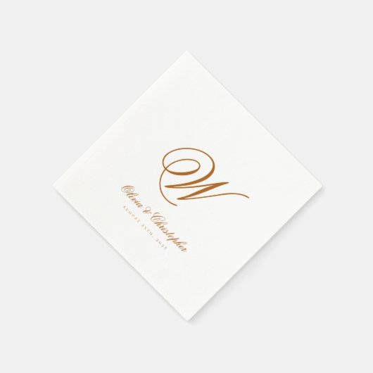 Serviette En Papier Elegant Classic Nom Mariage initial (Coin)
