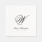 Serviette En Papier Elegant Classic Nom Mariage initial (Devant)