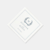 Serviette En Papier Élégant classique Bleu clair Boho Monogram Mariage (Coin)
