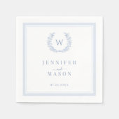 Serviette En Papier Élégant classique Bleu clair Boho Monogram Mariage (Devant)