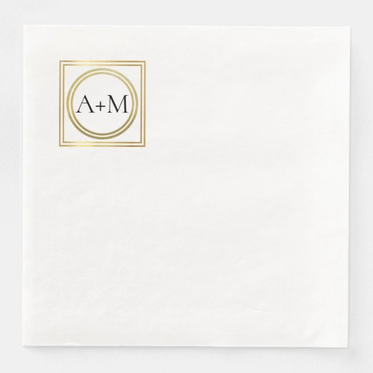 Serviette En Papier Élégant classique moderne Mariage Monogramme (Devant)