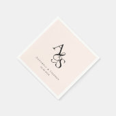 Serviette En Papier Elégant, Classique, Monogramme, Beige-Bleu, Mariag (Coin)