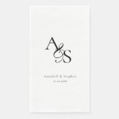 Serviette En Papier Élégant, Classique, Monogramme, Blanc, Mariage (Devant)