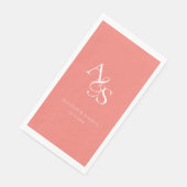 Serviette En Papier Élégant, Classique, Monogramme, Corail, Mariage (Coin)