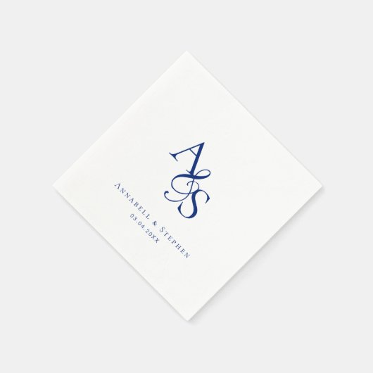 Serviette En Papier Élégant, Classique, Monogramme, Mariage (Coin)