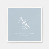 Serviette En Papier Élégant, Classique, Monogramme, Mariage Bleu Poudr (Devant)