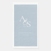 Serviette En Papier Élégant, Classique, Monogramme, Mariage Bleu Poudr (Devant)