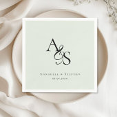 Serviette En Papier Élégant, Classique, Monogramme, Mariage vert clair