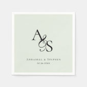 Serviette En Papier Élégant, Classique, Monogramme, Mariage Vert Clair (Devant)