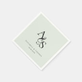 Serviette En Papier Élégant, Classique, Monogramme, Mariage Vert Clair (Coin)