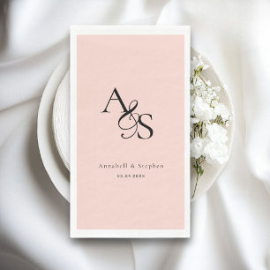 Serviette En Papier Élégant, Classique, Monogramme, Rose-Bleu, Mariage