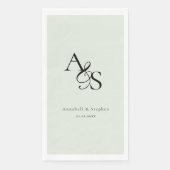 Serviette En Papier Élégant, Classique, Monogramme, Vert Clair, Mariag (Devant)