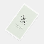 Serviette En Papier Élégant, Classique, Monogramme, Vert Clair, Mariag (Coin)