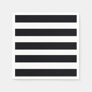 Serviette En Papier Élégant classique noir & blanc rayé chic moderne