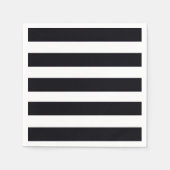 Serviette En Papier Élégant Classique Rayé Noir et Blanc Chic Moderne (Devant)