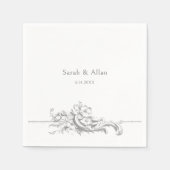 Serviette En Papier Élégant classique Rococo Floral (Devant)