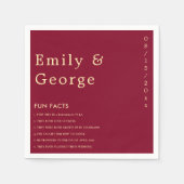 Serviette En Papier Élégant Classy Bourgogne Gold Fun Facts Mariage (Devant)
