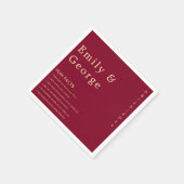Serviette En Papier Élégant Classy Bourgogne Gold Fun Facts Mariage (Coin)