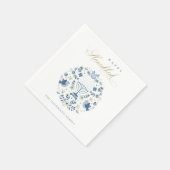 Serviette En Papier Elégant Classy Navy Blue Happy Hanoukka Floral (Coin)