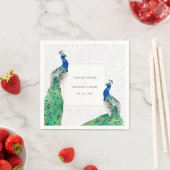 Serviette En Papier Elégant Classy Ornate Aquarelle Peacock Mariage (En situation)