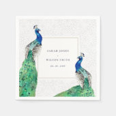 Serviette En Papier Elégant Classy Ornate Aquarelle Peacock Mariage (Devant)