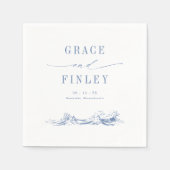 Serviette En Papier Elegant Coastal Chic Blue Wedding (Devant)