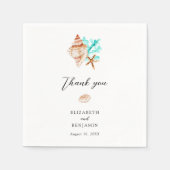 Serviette En Papier Elegant Coastal Seashell Minimal Beach Wedding (Devant)