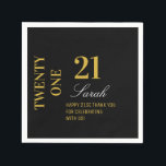 Serviette En Papier Élégant cocktail Black & Gold 21st Birthday Party<br><div class="desc">Élégant Black & Gold 21e Anniversaire Cocktail de fête Napkins</div>