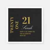 Serviette En Papier Élégant cocktail Black & Gold 21st Birthday Party (Devant)
