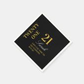 Serviette En Papier Élégant cocktail Black & Gold 21st Birthday Party (Coin)