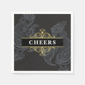 Serviette En Papier Élégant cocktail de soirée gris noir à motifs cach (Devant)