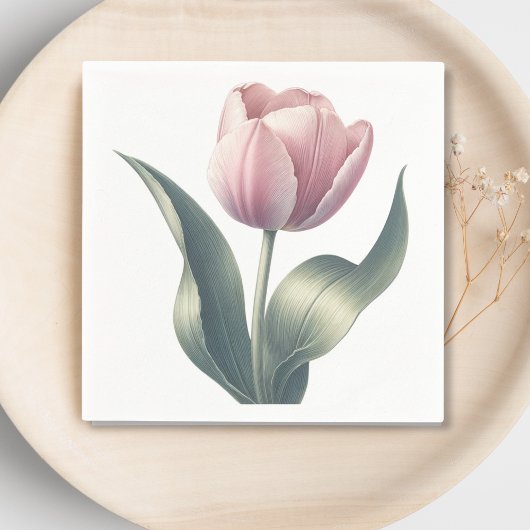 Serviette En Papier Élégant cocktail de tulipe rose à l'aquarelle 