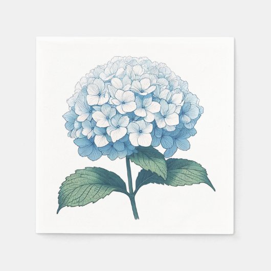 Serviette En Papier Élégant Cocktail Fleur Hydrangea Bleu Clair (Devant)