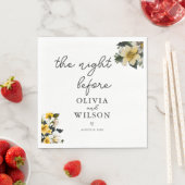 Serviette En Papier Elégant Cocktail Mariage blanc et jaune (En situation)