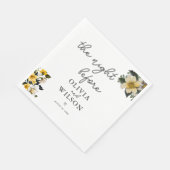 Serviette En Papier Elégant Cocktail Mariage blanc et jaune (Coin)