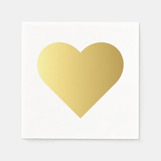 Serviette En Papier Elégant Coeur Or Faux (Devant)