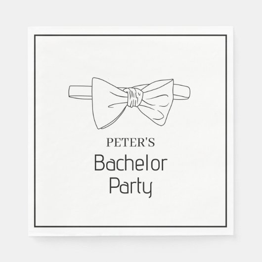 Serviette En Papier Élégant Col noir papillon personnalisé enterrement (Devant)